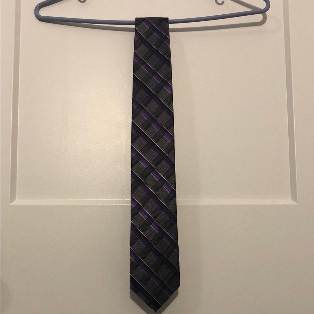 Pronto Uomo Purple and Black Checkered Tie